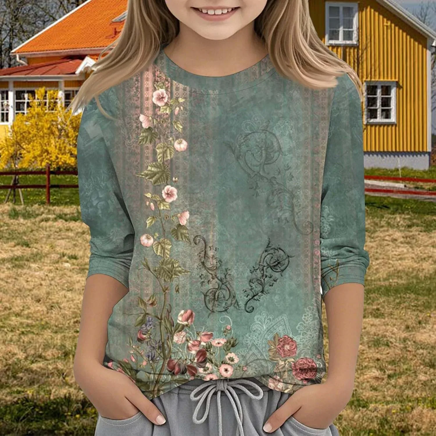 Футболка с принтом, Polyester & Spandex, Generic, Green-c — фото 2