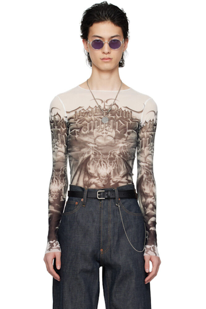 

Черно-белая футболка с длинным рукавом «The Diablo» Jean Paul Gaultier