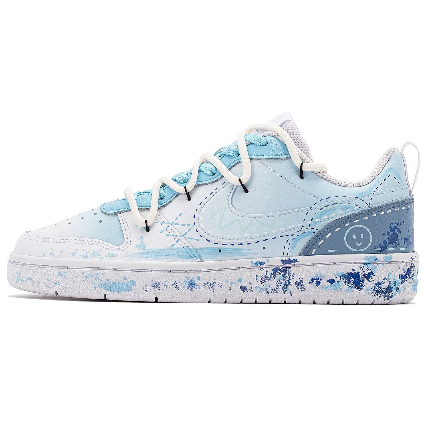 

Кроссовки Nike Court Borough Skateboard Shoes Women's Low-Top Blue White, синий/белый