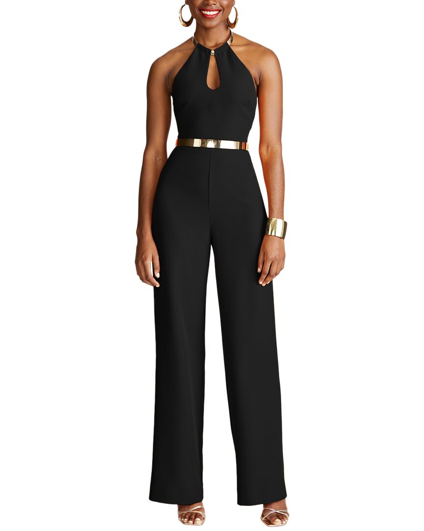 

Халстон Оки Стретч креповый комбинезон Halston, черный