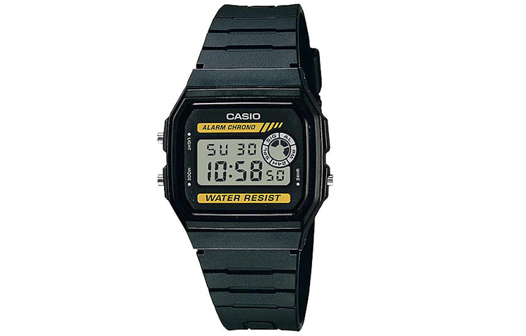 

CASIO Часы Men DRESS Black Watch F-94WA-9G, Black/Yellow Dial