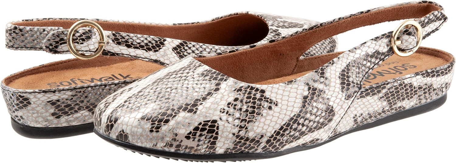

Туфли на плоской подошве SoftWalk Sandy, цвет Black/White Snake