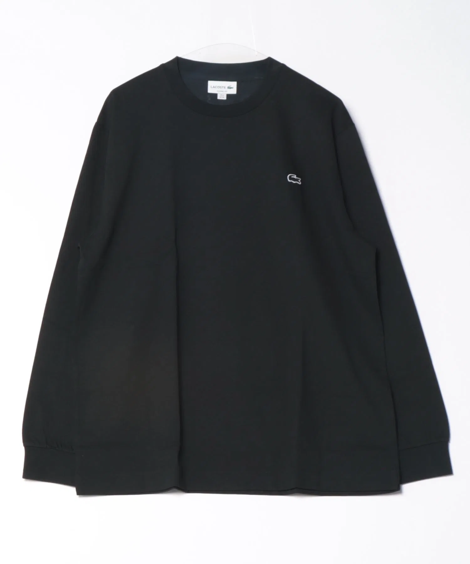 Мужская футболка LACOSTE базовая с длинным рукавом чёрная