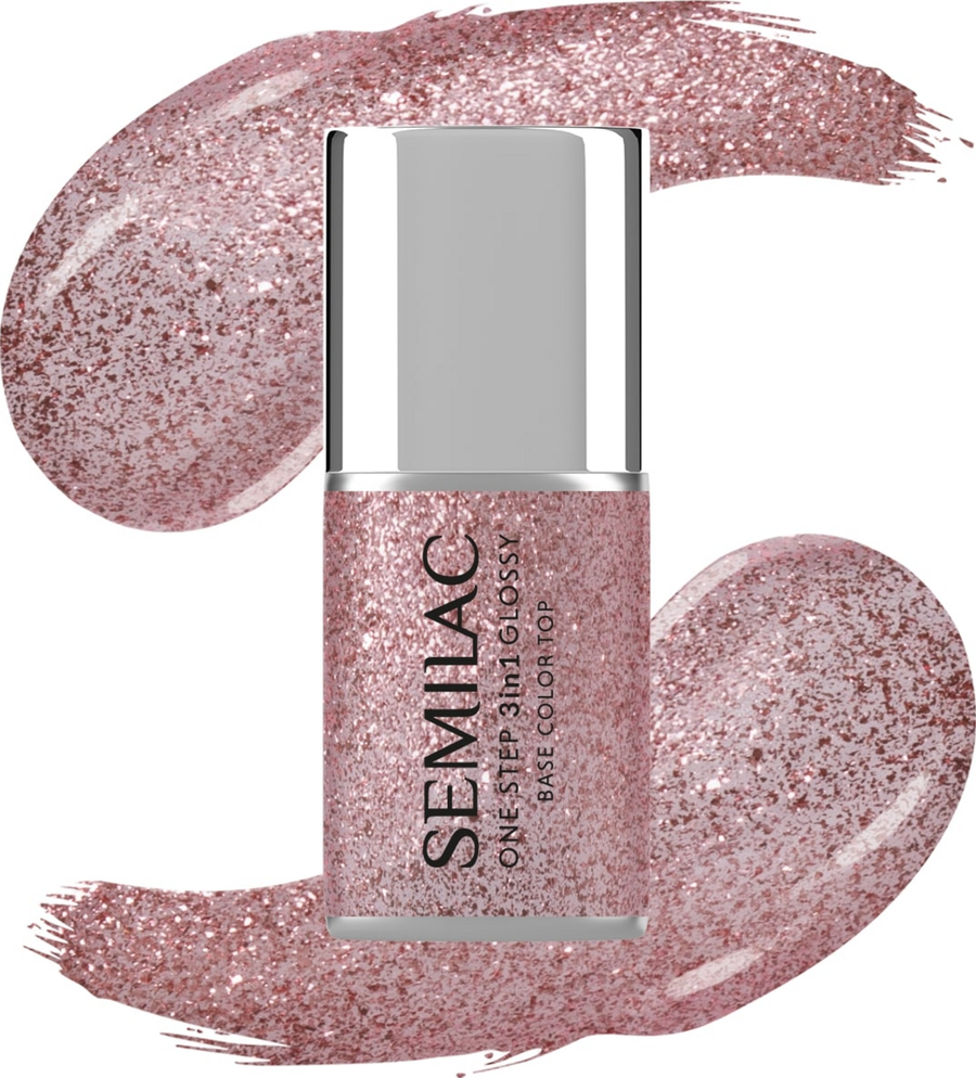 

УФ-лак для ногтей Semilac 3in1 UV-Nagellack Glossy Glitter Pink