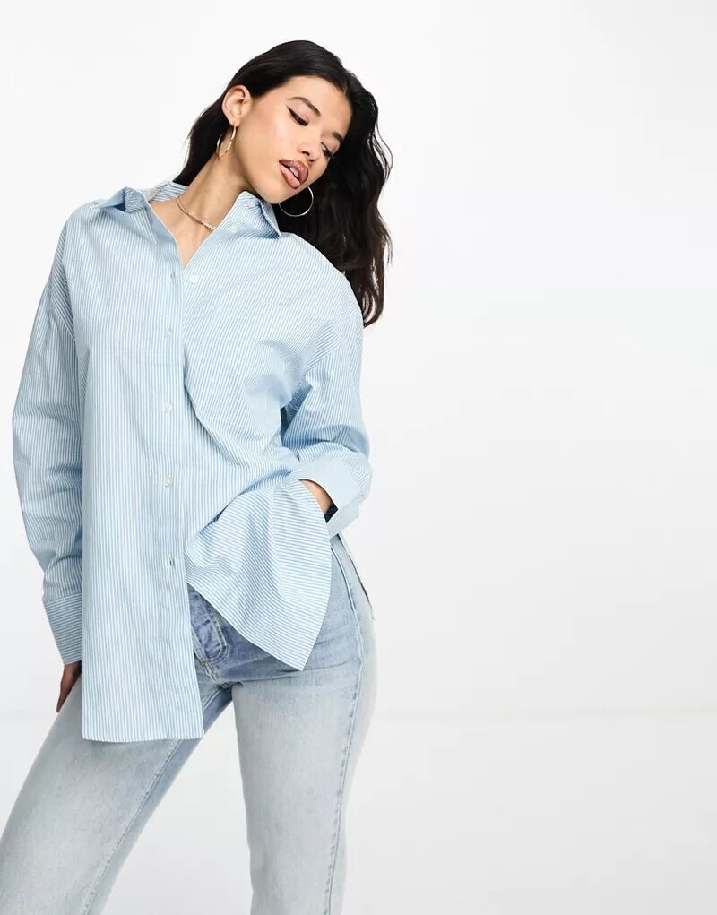 

Оксфордская рубашка в сине-белую полоску ASOS