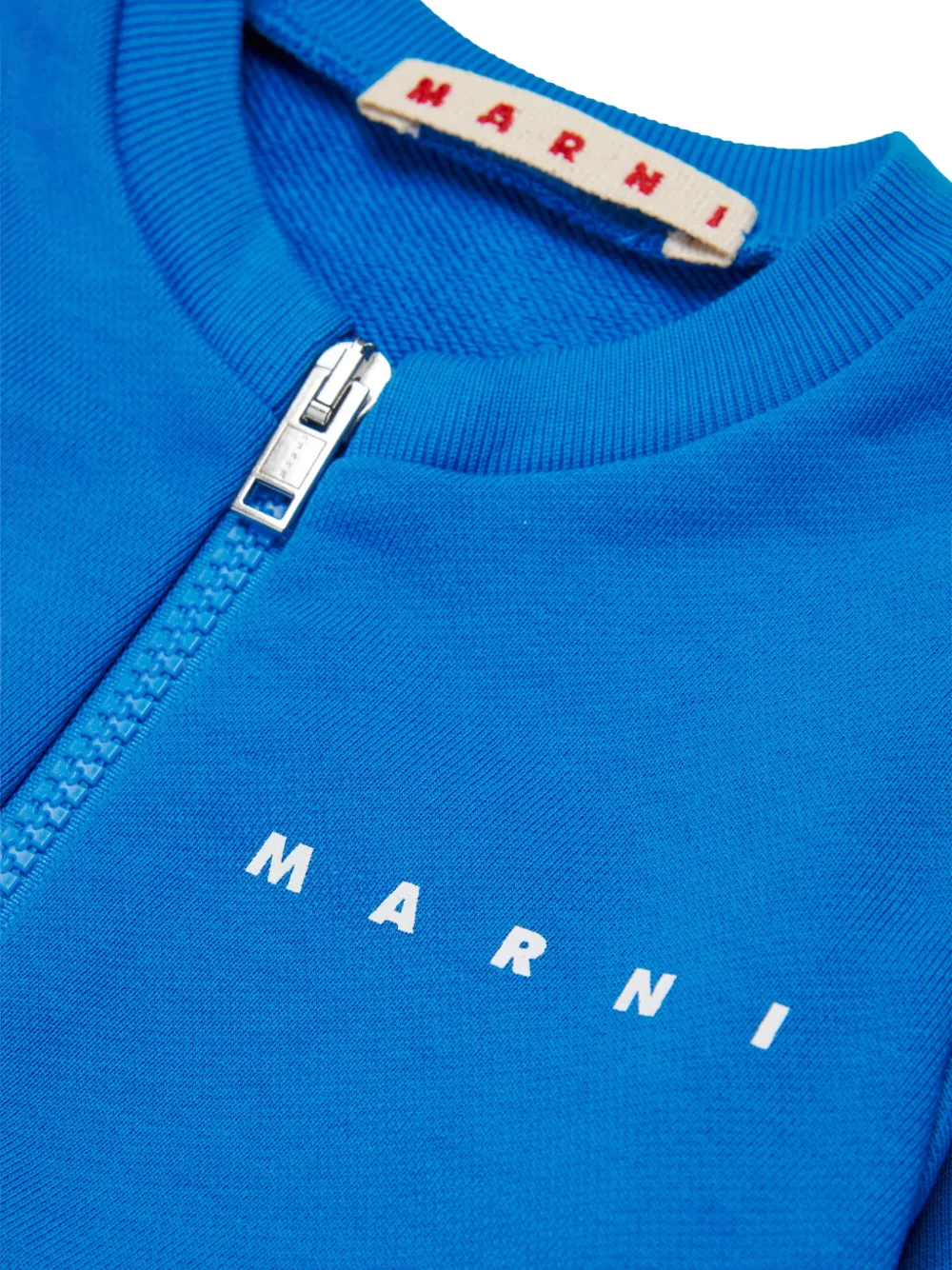 Свитер на молнии с логотипом Marni Kids, синий — фото 4