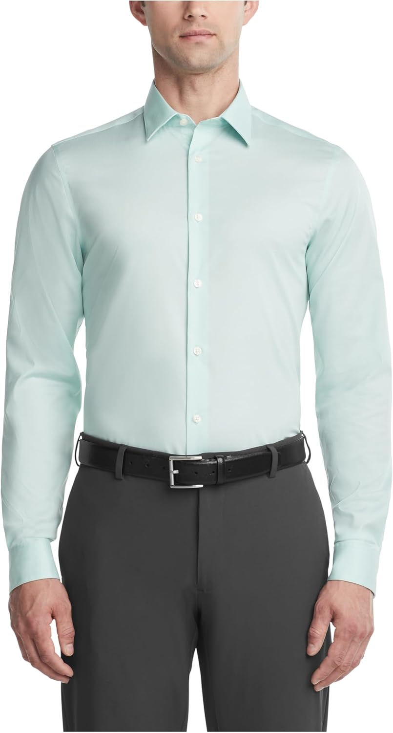 

Мужская рубашка Calvin Klein Slim Fit с узором «елочка» и эластичным лифом, Jadite