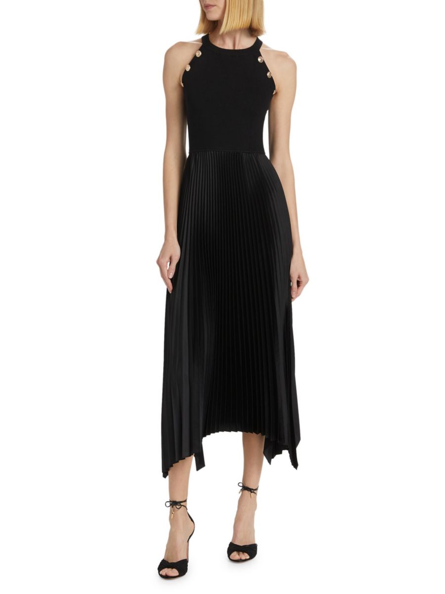 

Платье-свитер Eliana Halter Mixed Media Midi-Dress Elie Tahari, нуарный
