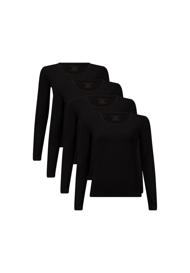 

Футболка 4 шт. в упаковке - майка Lara logsleeve с круглым вырезом однотонная Bamboo Basics, черный