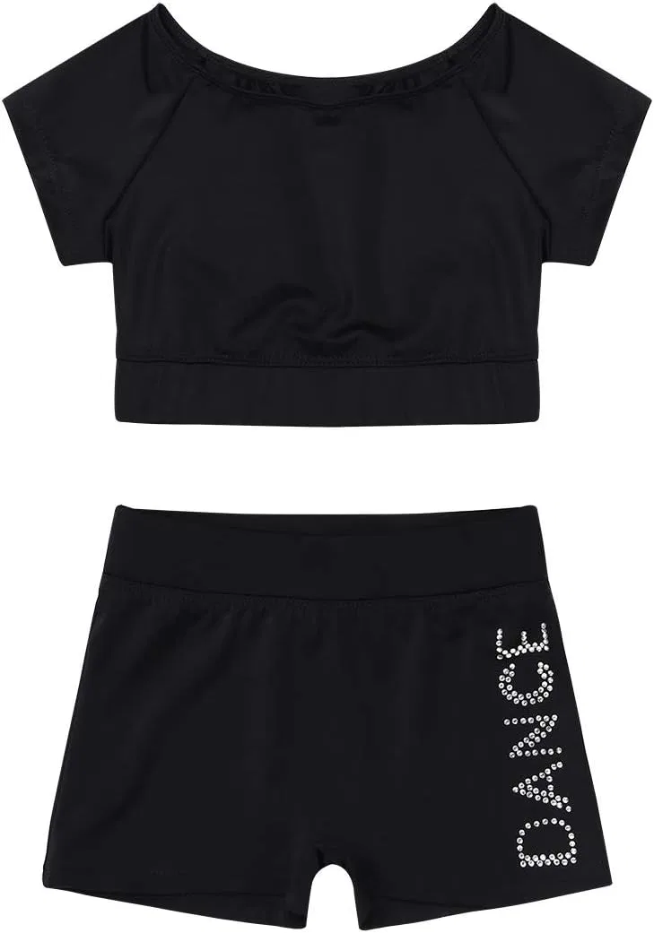 Детский спортивный костюм с топом и шортами, vastwit, 2 предмета, Black a