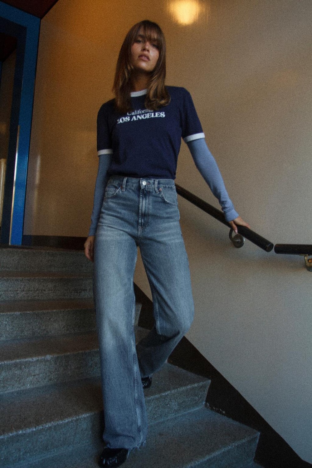 

Футболка с лозунгом ZARA, темно-синий