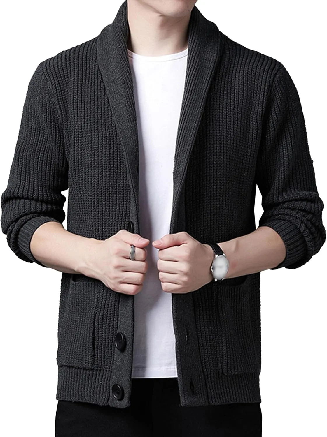 

Мужской кардиган с шалью JEShifangjiusu, теплый вязаный