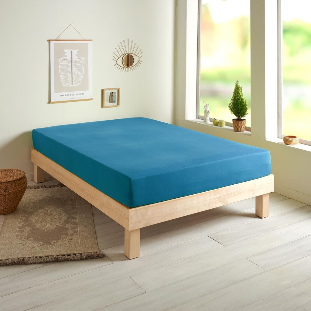 

Простыня Dream Sleep Basic одиночная из джерси 90x200 - 100x200 см синяя Traumschlaf