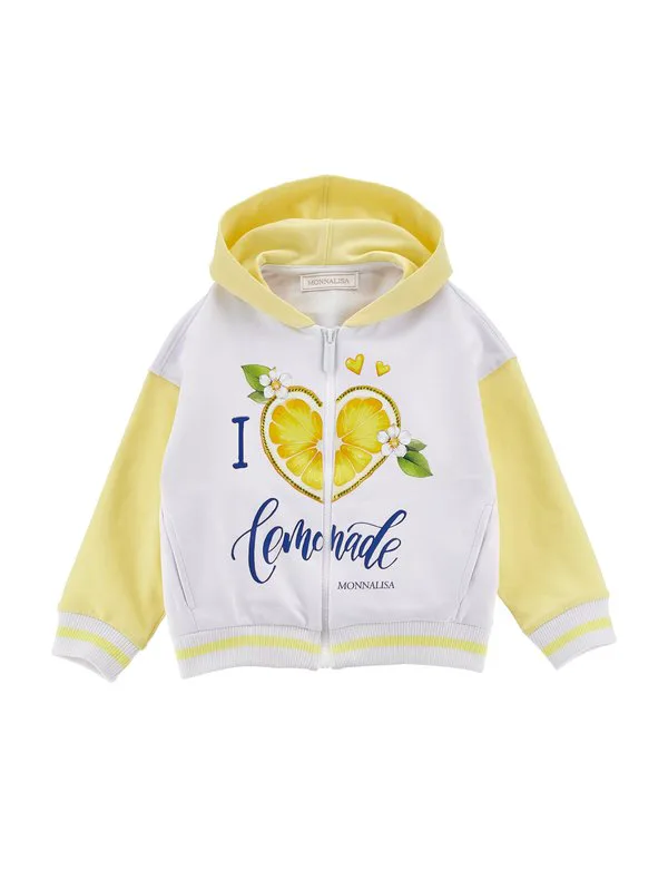 Толстовка felpa aperta st.limoni fe felpa на молнии Monnalisa, Bianco-Giallo