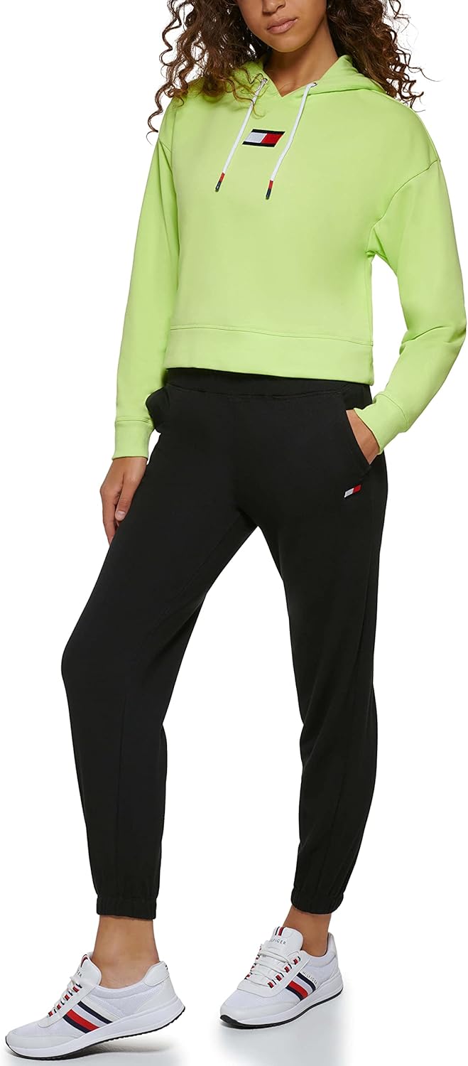 Женская толстовка Tommy Hilfiger Medium с логотипом, флагом, завязками и карманом, Sharp Green — фото 2