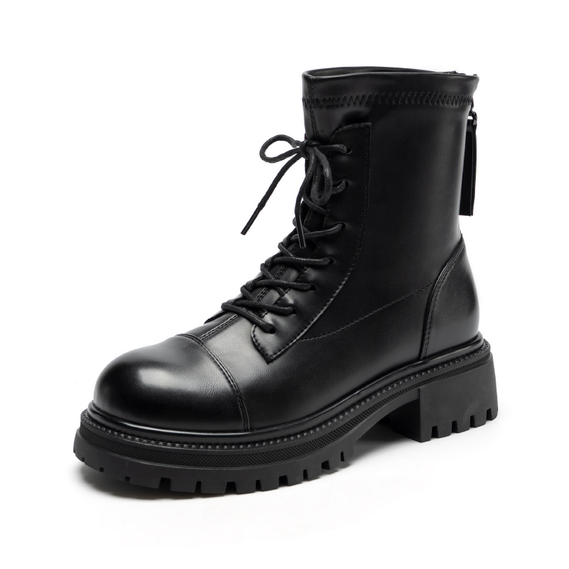 ZHR Женские короткие полусапожки на каблуке 4,5 см черные [High Street Single Lining - CQ10H], цвет Black [High Street Single Lining - CQ10H] — фото 2