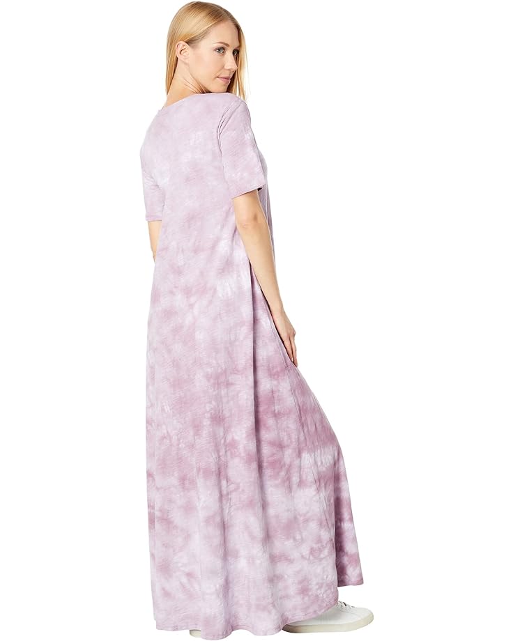 

Платье Mod-o-doc Tie-Dye Slub Jersey 1/2 Sleeve Maxi Crew Dress, цвет Plum Taupe