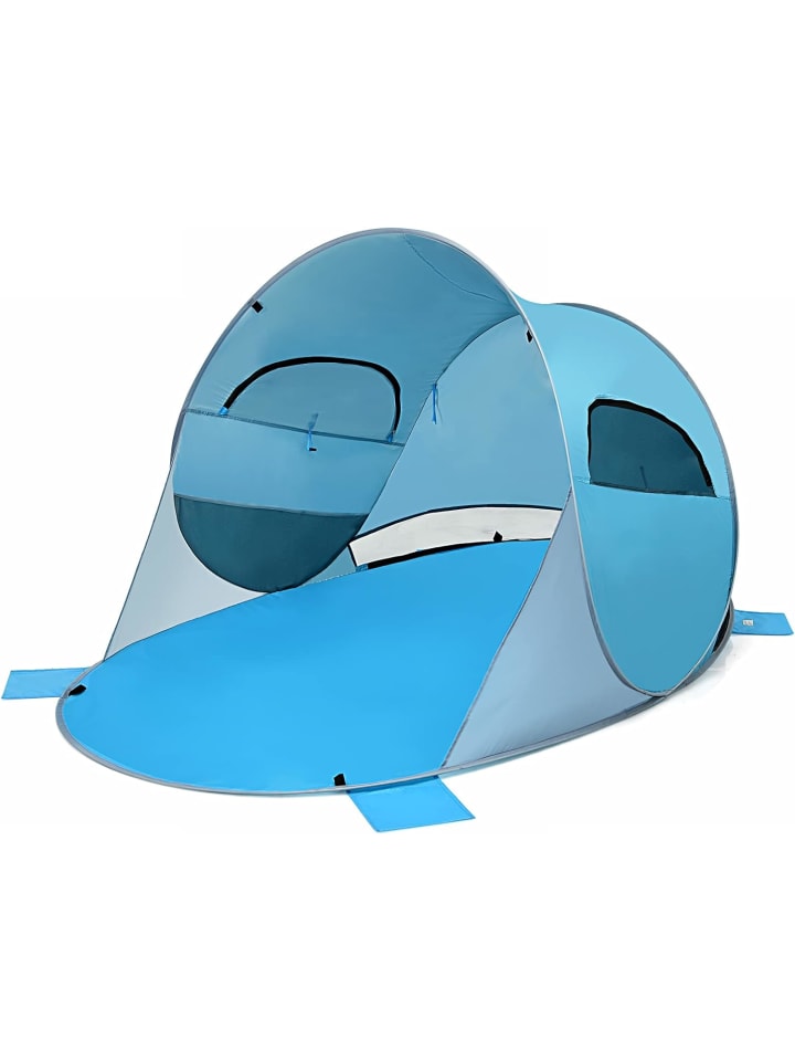 

COSTWAY Всплывающая палатка из ткани 190T с серебристым покрытием, защита от ультрафиолета UPF50+, синего цвета