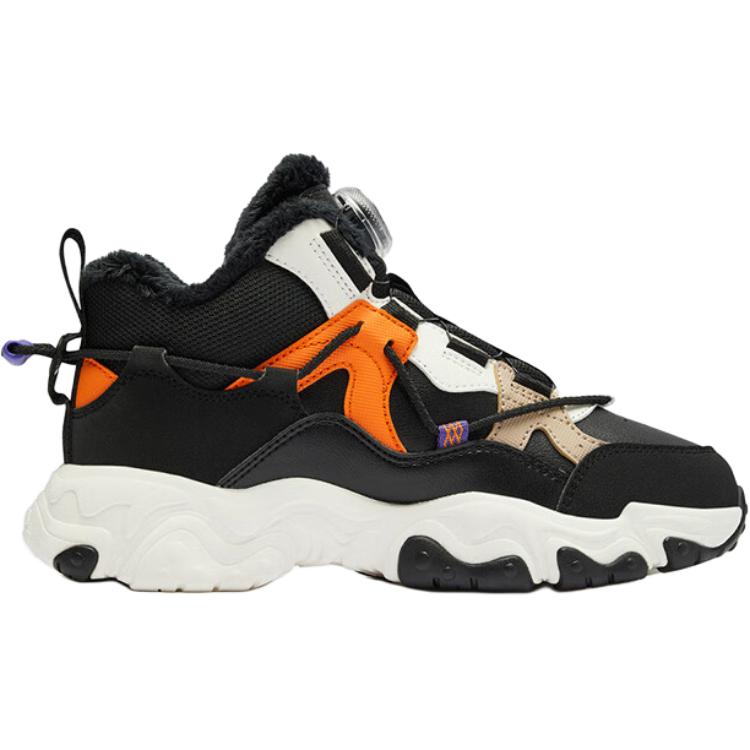 FILA KIDS BOA Противоскользящие и износостойкие теплые детские кроссовки средней высоты, цвет черный, белый, для подростков — фото 2