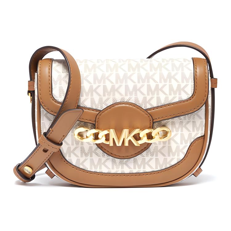 

MICHAEL KORS Кожаная сумка-кроссбоди Cow Leather для ежедневных поездок, мини, женская, Vanilla White & Brown