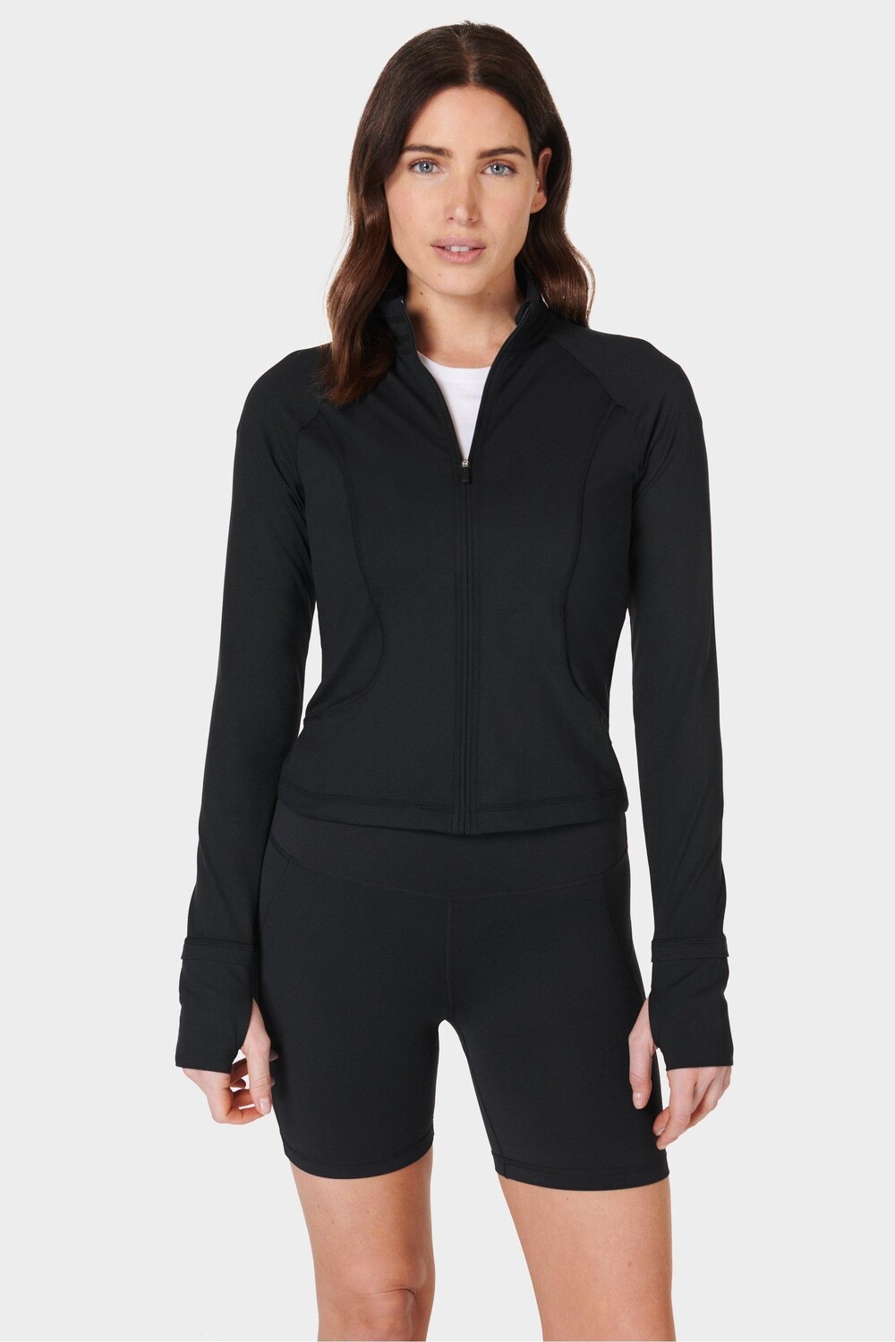 

Спортивный топ на молнии для активного отдыха на весь день Sweaty Betty, черный