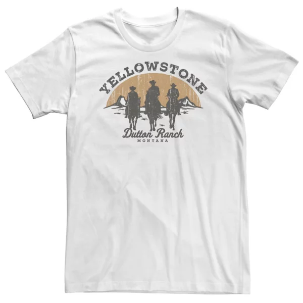 

Большая и высокая футболка Yellowstone Dutton Ranch с ковбоями Монтаны Licensed Character, белый