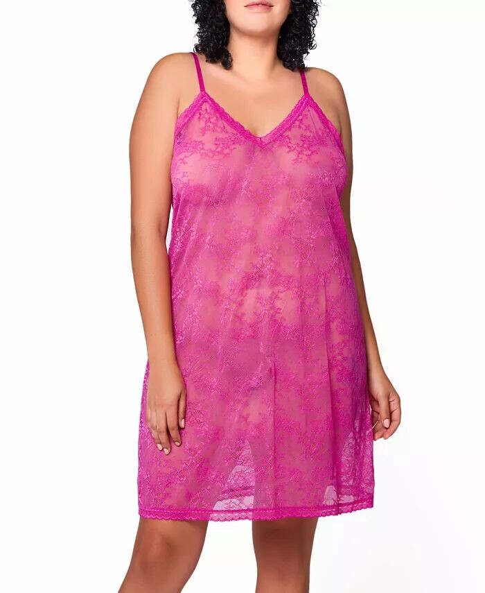 

Naomi Plus Size Allover Lace Sheer Нижнее белье Сорочка iCollection, розовый