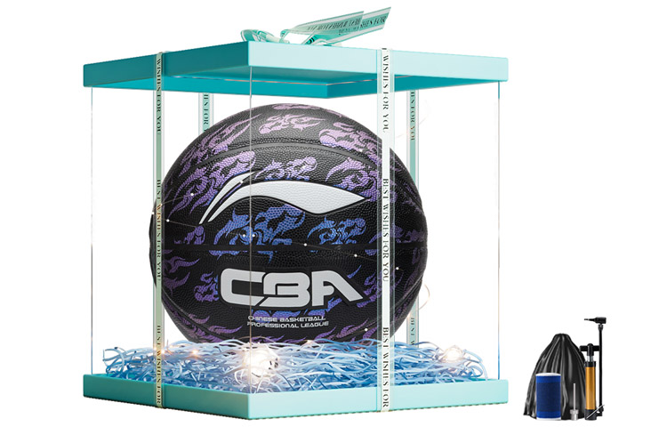 

LINING Коллекция CBA баскетбольный мяч PU черный фиолетовый размер 7 тренировочный unisex