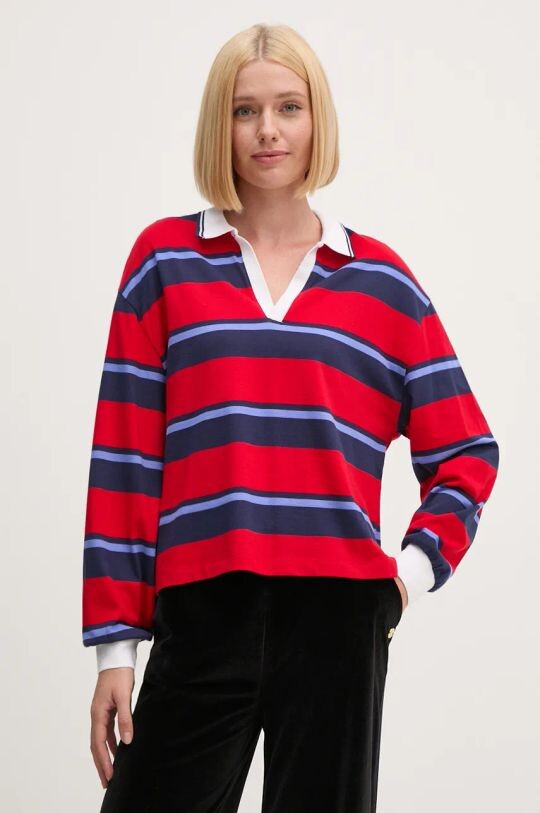 

Хлопковая рубашка с длинным рукавом United Colors of Benetton, красный