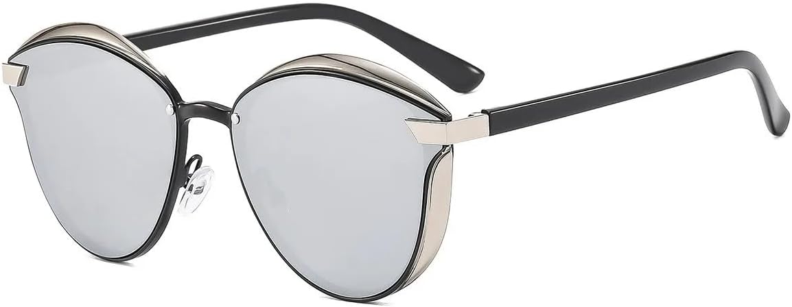 

Модные солнцезащитные очки в оправе «кошачий глаз» для женщин, идеально подходящие для уличной фотосъемки на открытом воздухе, с защитой от УФ-излучения UV400 TKKTLLT, Silvery