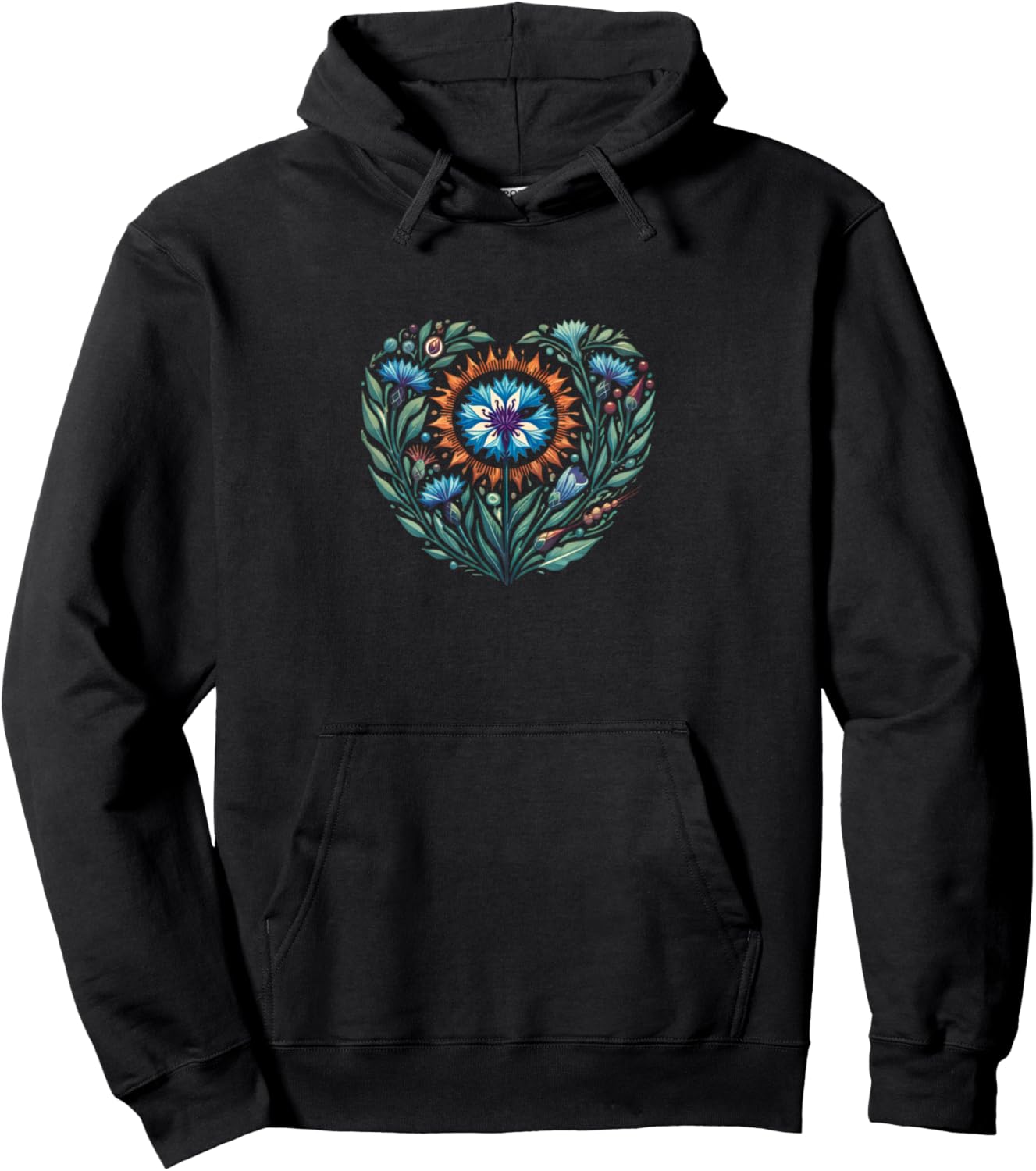 

Худи с изображением дракона, василька и луны Retro Cornflower Lovers Snugg, черный