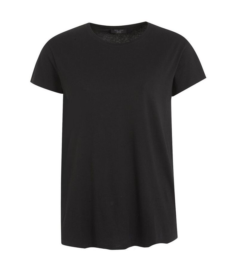 

Черная футболка с коротким рукавом и круглым вырезом Curves New Look, черный