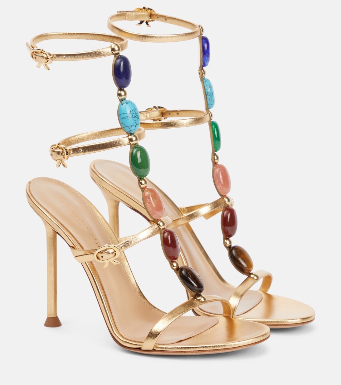 Декорированные кожаные сандалии Shanti Gianvito Rossi, разноцветный