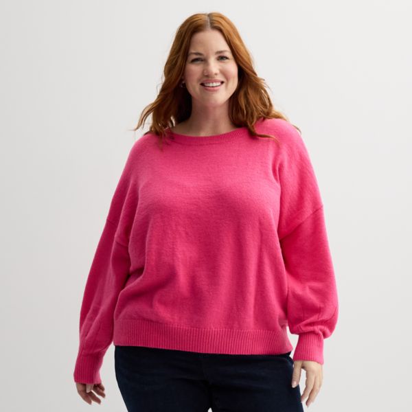 

Свитер больших размеров с рукавами-фонариками Sonoma Goods For Life, цвет sudden pink