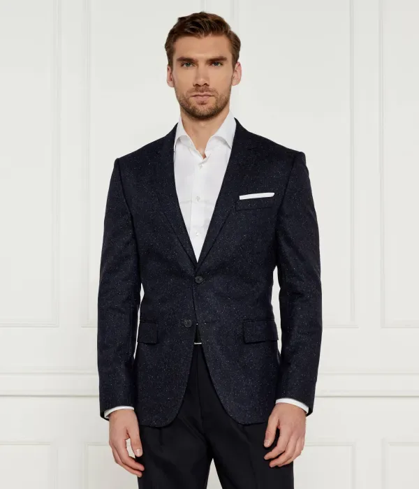 H-Hutson-224 Элегантная шерстяная куртка slim fit Boss, темно-синий