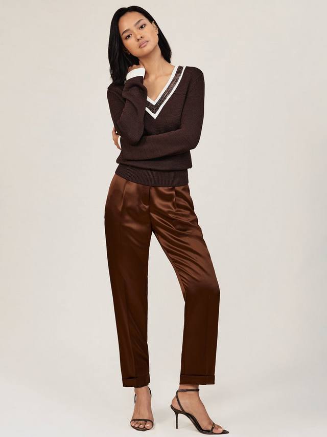 

Брюки Celia зауженные из сатина Reiss, Bronze