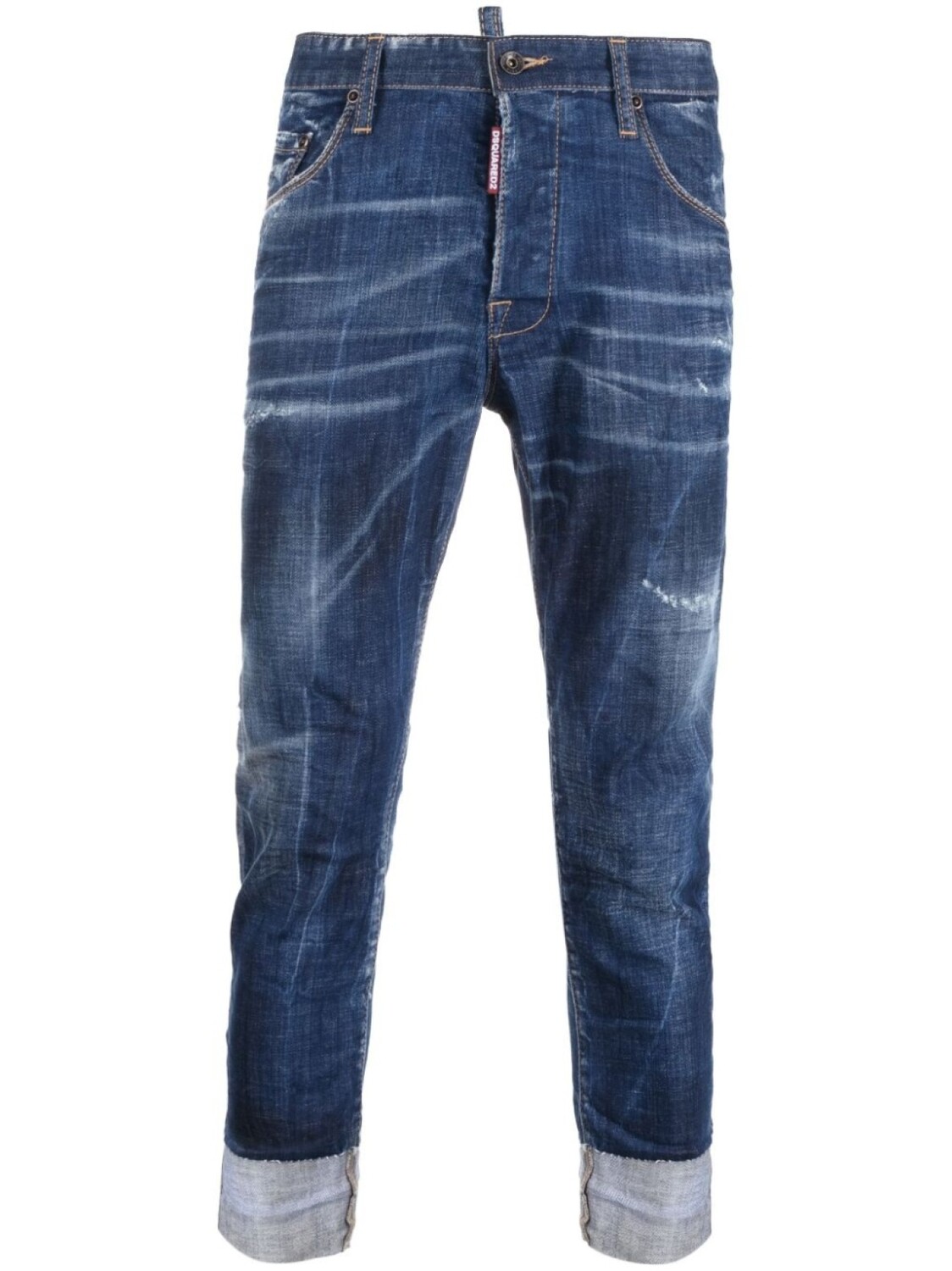 

Dsquared2 укороченные джинсы с эффектом потертости, синий