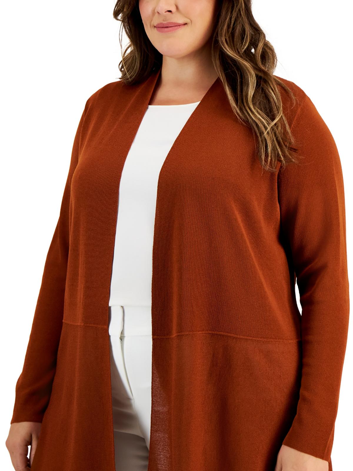 

Плюс Женский однотонный кардиган свитер Anne Klein, цвет chestnut