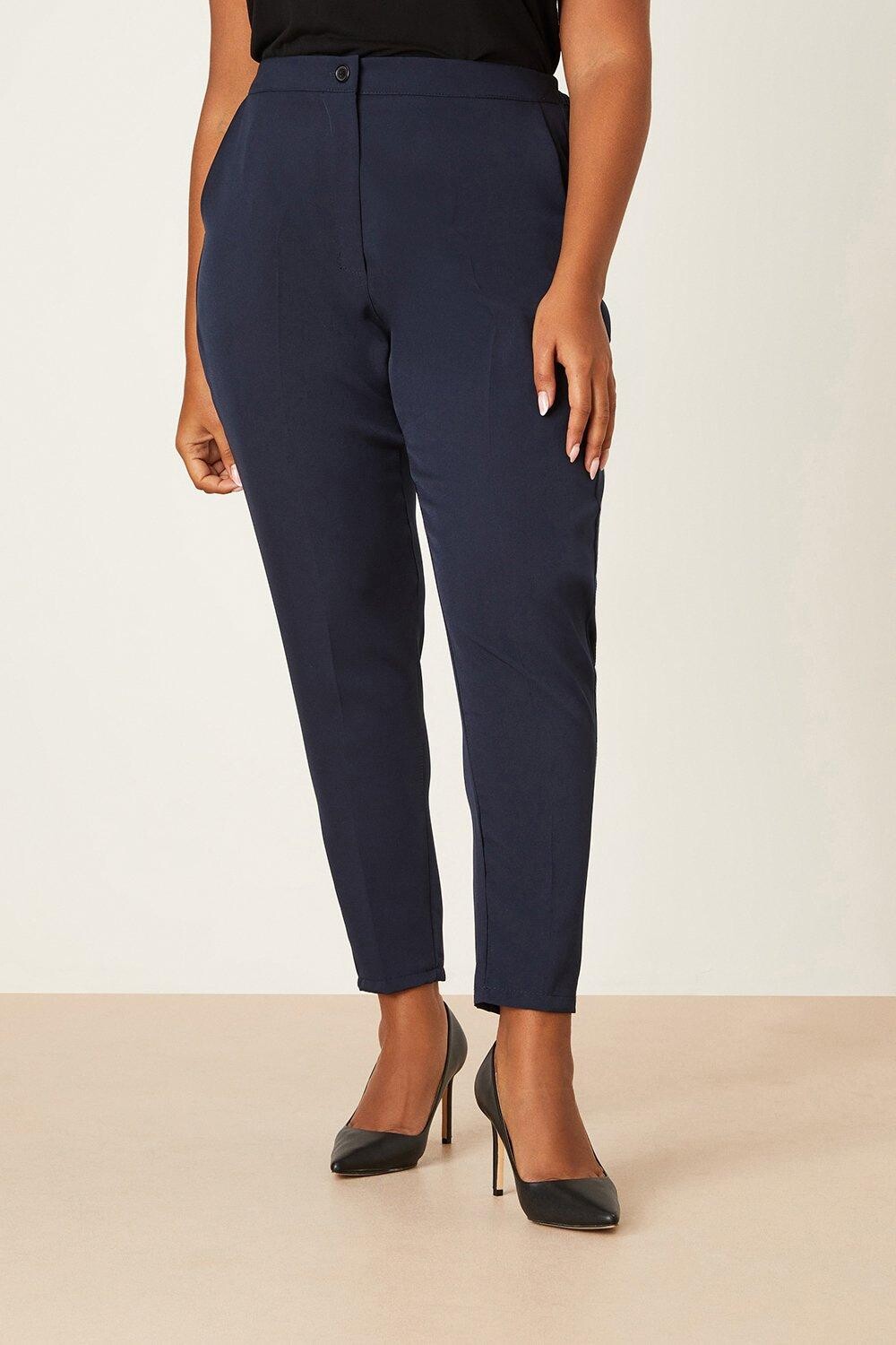 

Темно-синие брюки Grazer с эластичной резинкой на спине Curve Dorothy Perkins, темно-синий