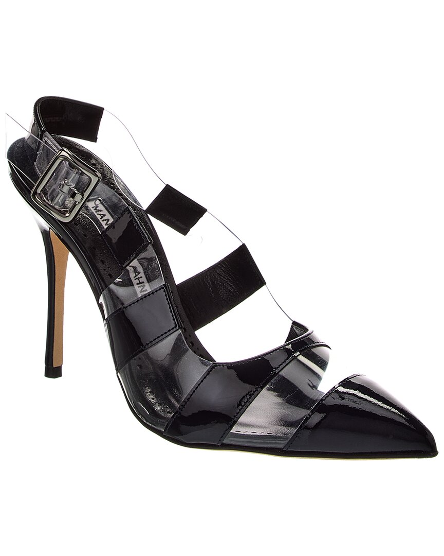 Manolo Blahnik Lixra 100 Vinyl & Patent Pump, синий