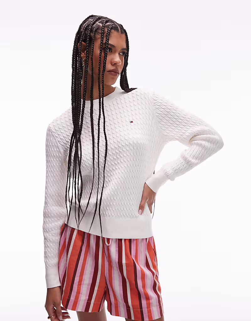 

Джемпер Tommy Hilfiger Fine с косами синего цвета