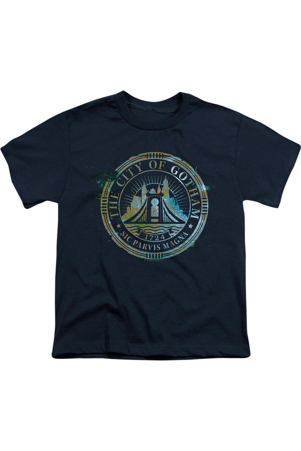 

Футболка с коротким рукавом The Batman City Of Gotham для детей Gildan, темно-синий