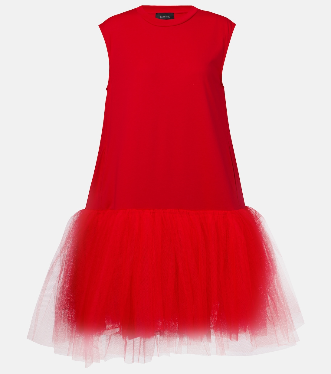 

Мини-платье из хлопкового джерси с отделкой из тюля Simone Rocha, красный