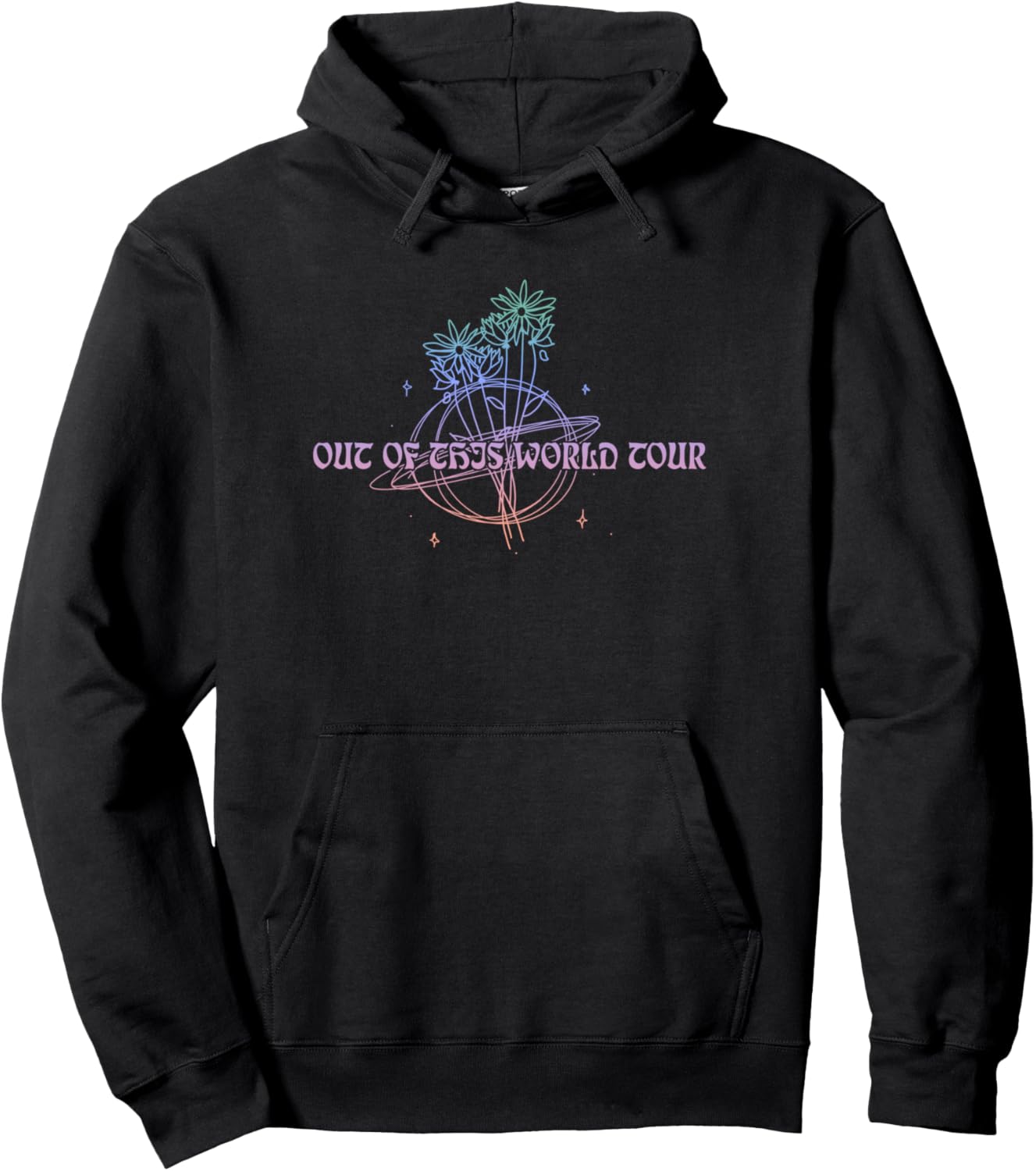 

Худи Out Of This World Tour 80's Psychedelic Orbiting Flowers Trendy Apparel, черный