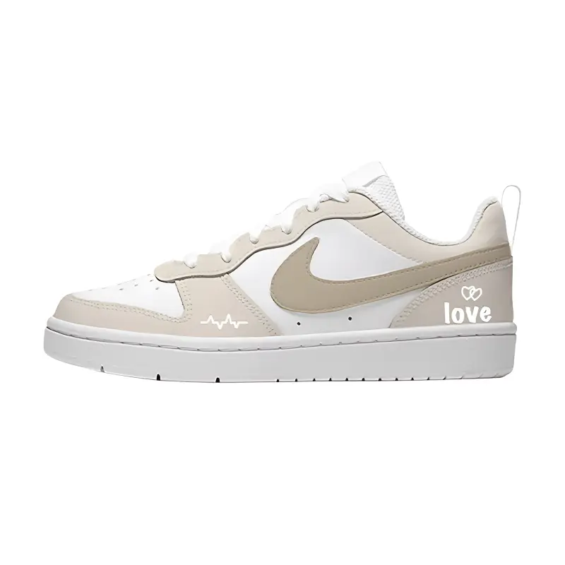 

Nike Court Borough Warm Apricot Heart Rhythm Leather Low top Kids' Skateboarding Shoes Khaki Unisex