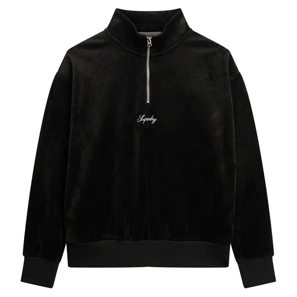Толстовка Superdry Country Club Velour half zip, черный — фото 2