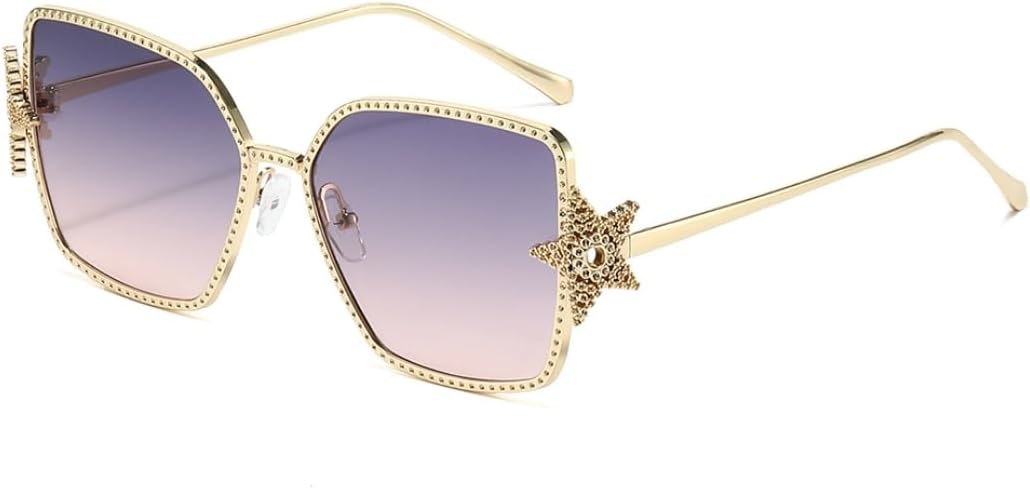 

Роскошные женские солнцезащитные очки, модные, с пятью звездами, увеличенного размера, в винтажном стиле, летние, с градиентными линзами, металлическая оправа, защита от УФ-излучения UV400 VFDHN, 98138-c5