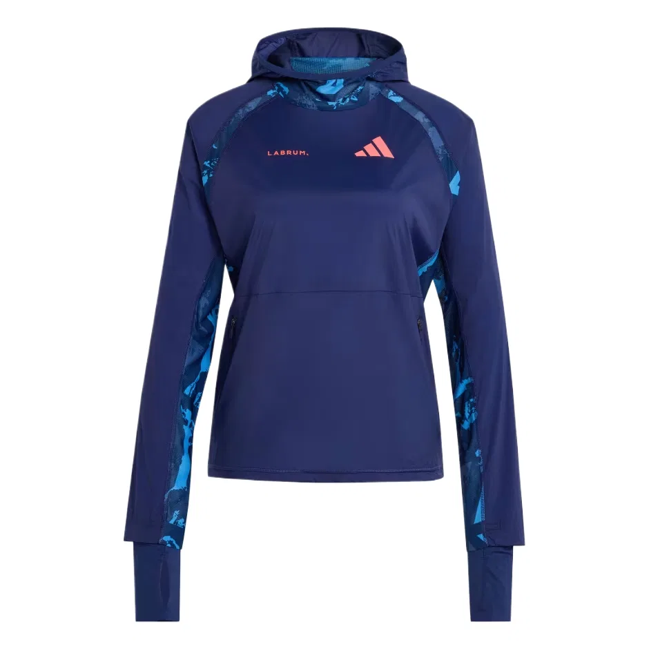 Куртка мужская Adidas с капюшоном темно-синяя/ярко-красная