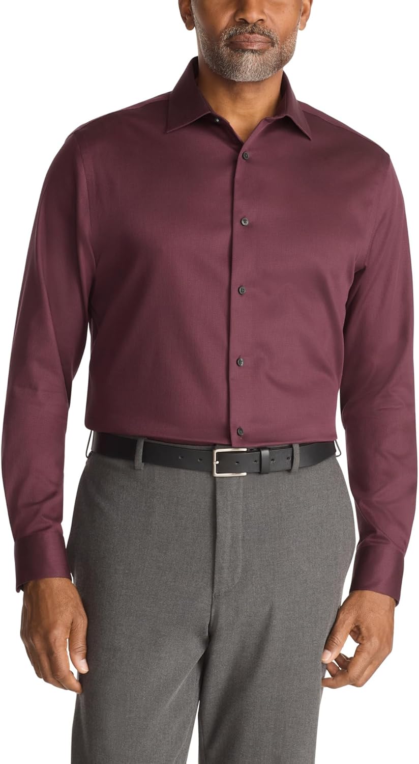 

Мужская рубашка Calvin Klein, классического кроя, не глажущаяся, однотонная, Bordeaux