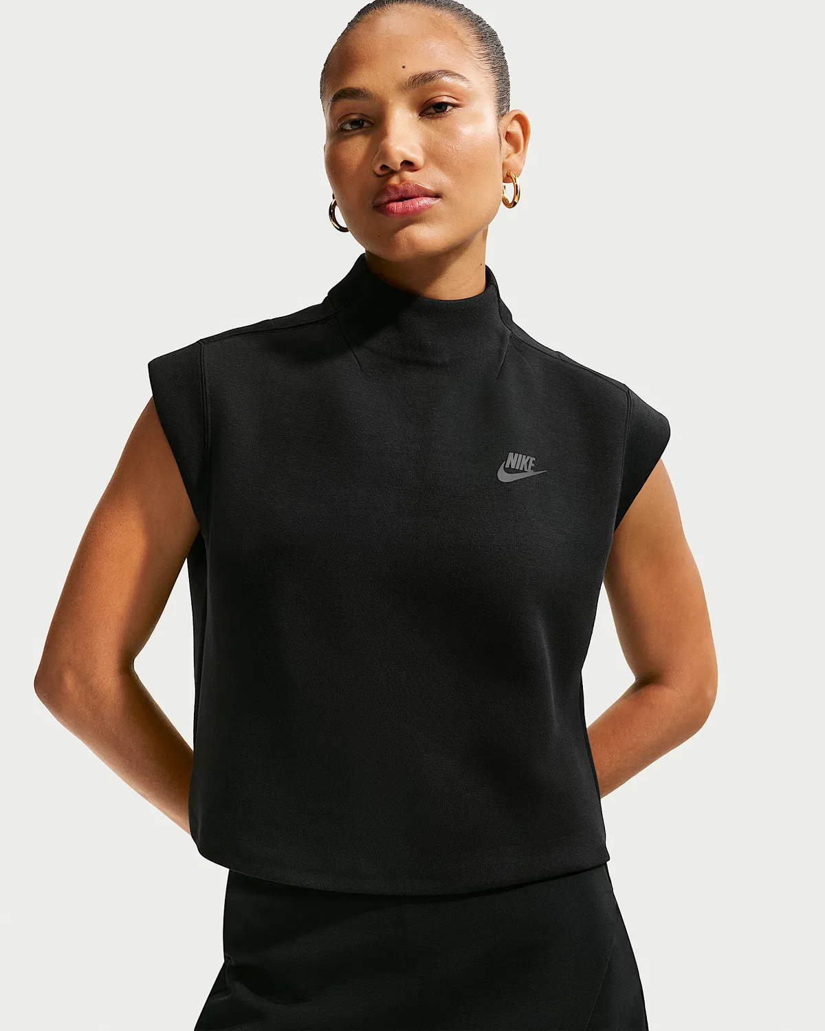Женский топ с коротким рукавом Nike Sportswear Tech Fleece, Black/Black